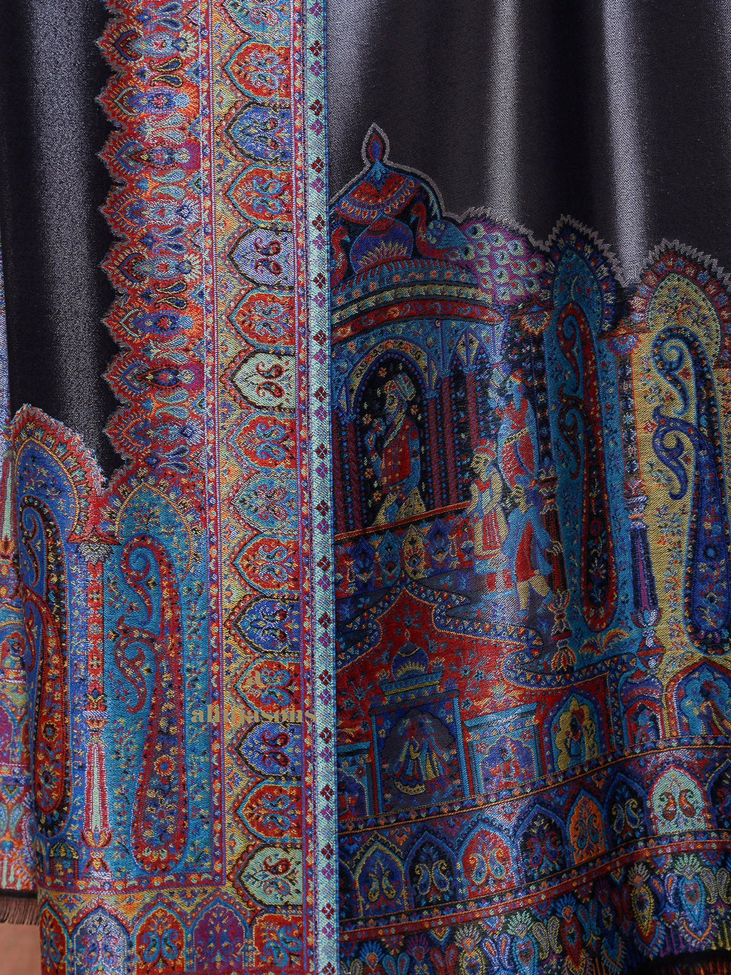 Blue-Toned Heritage Woollen Shawl in Lux Finish