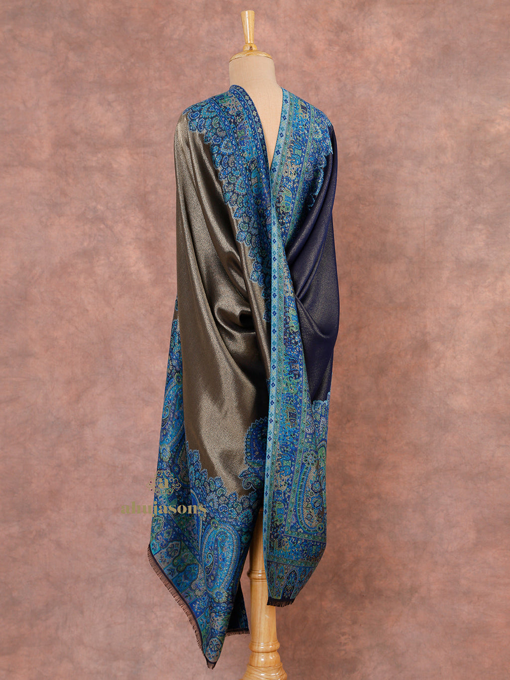 Blue-Toned Heritage Woollen Shawl in Lux Finish