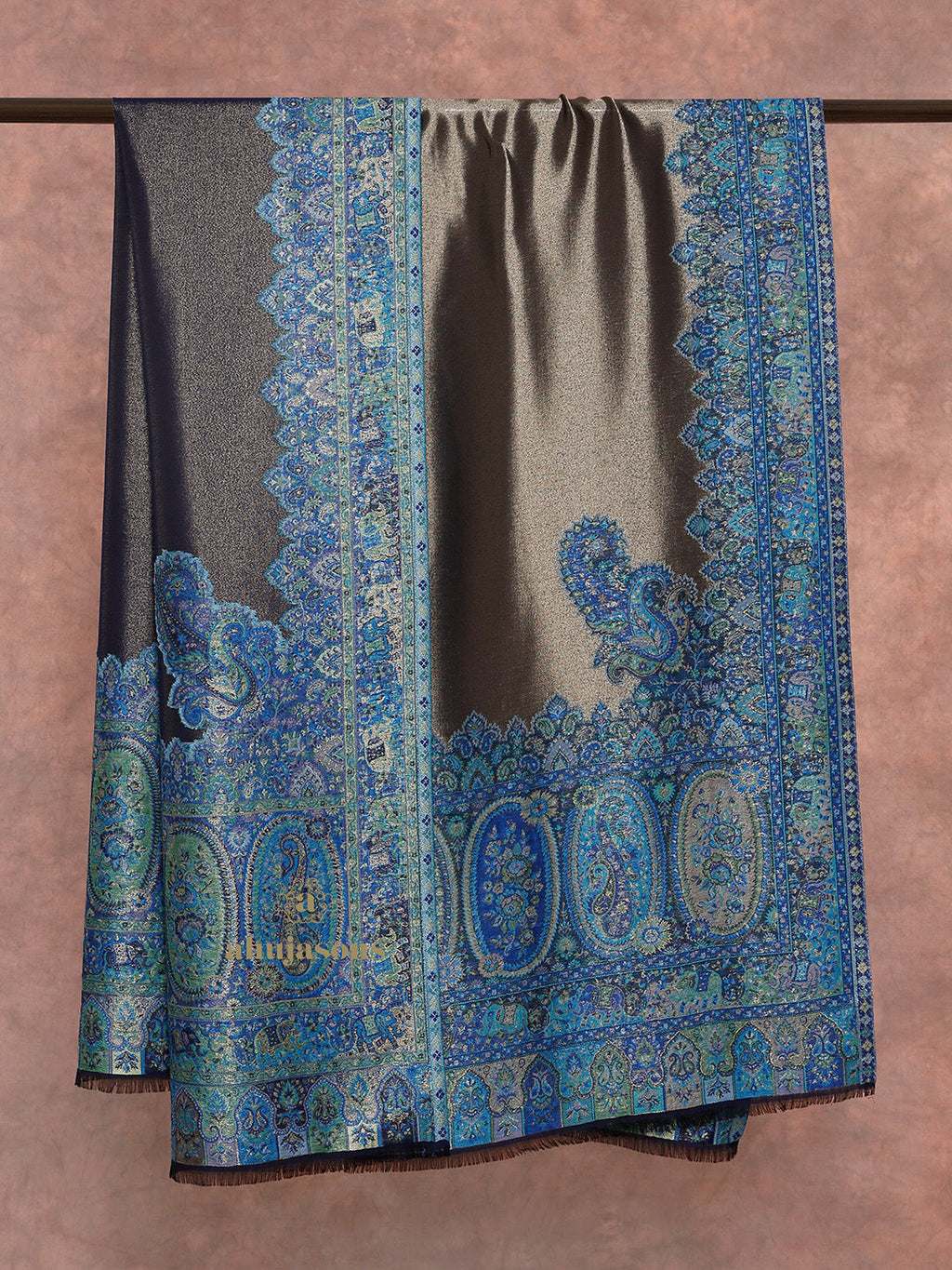 Blue-Toned Heritage Woollen Shawl in Lux Finish