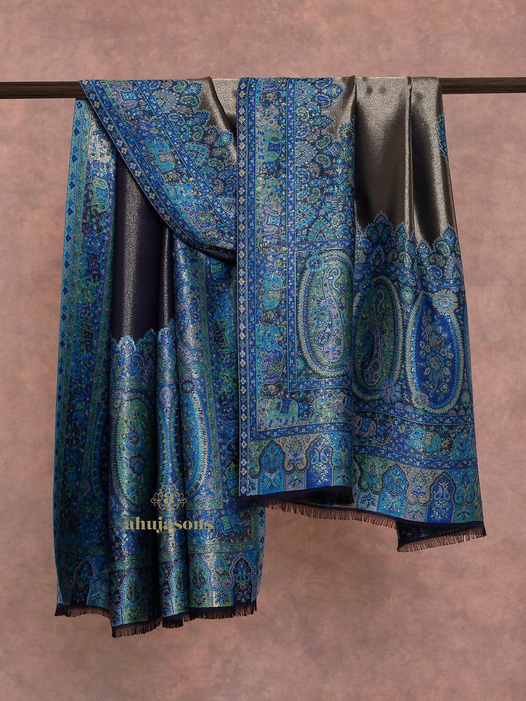 Blue-Toned Heritage Woollen Shawl in Lux Finish