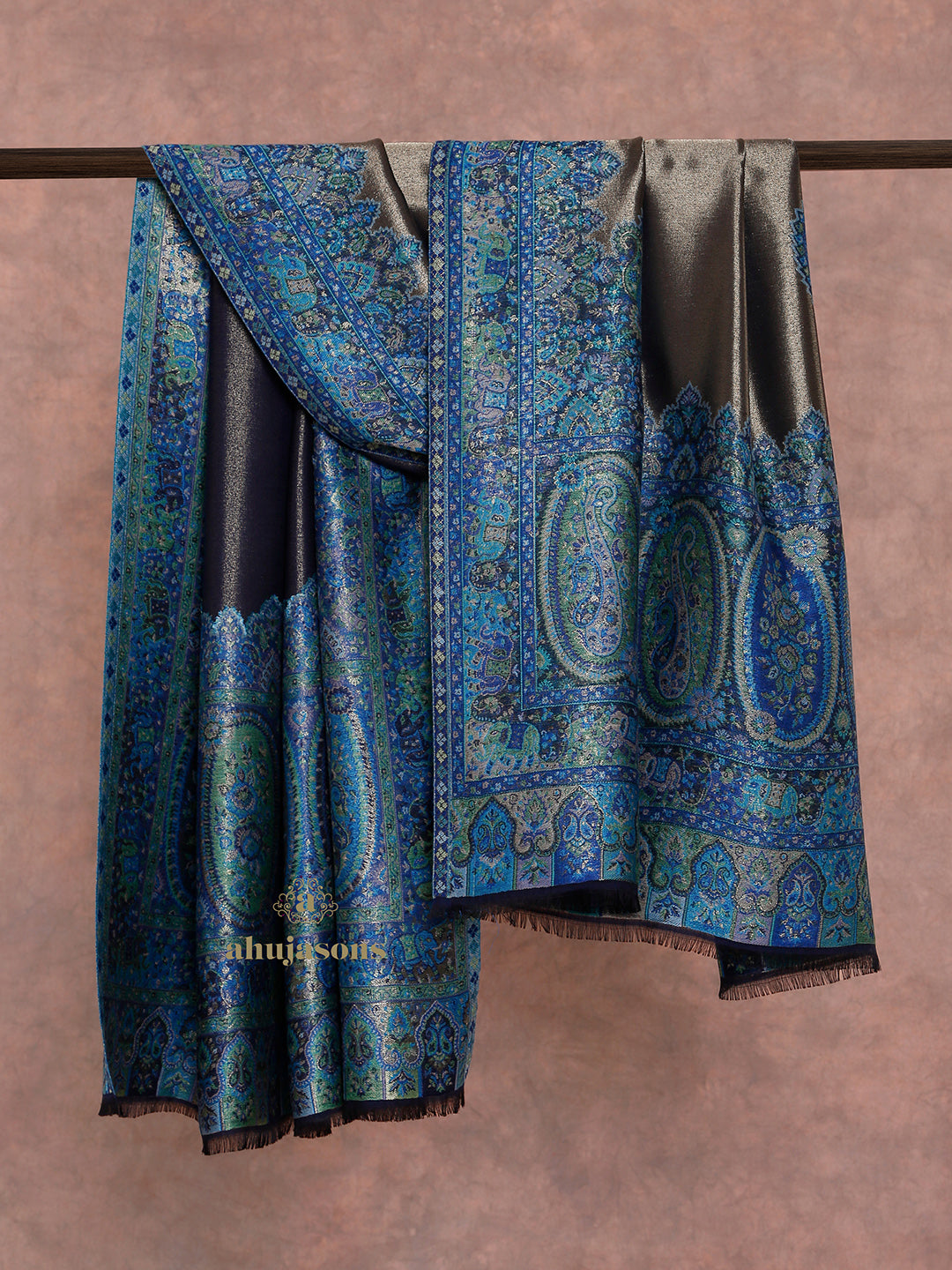 Blue-Toned Heritage Woollen Shawl in Lux Finish