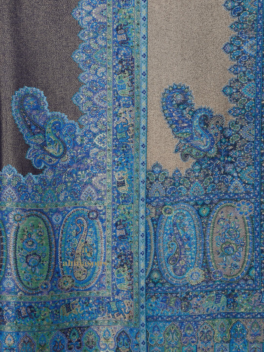 Blue-Toned Heritage Woollen Shawl in Lux Finish