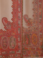 Brick Red Woollen Shawl with Lunar-Inspired Details