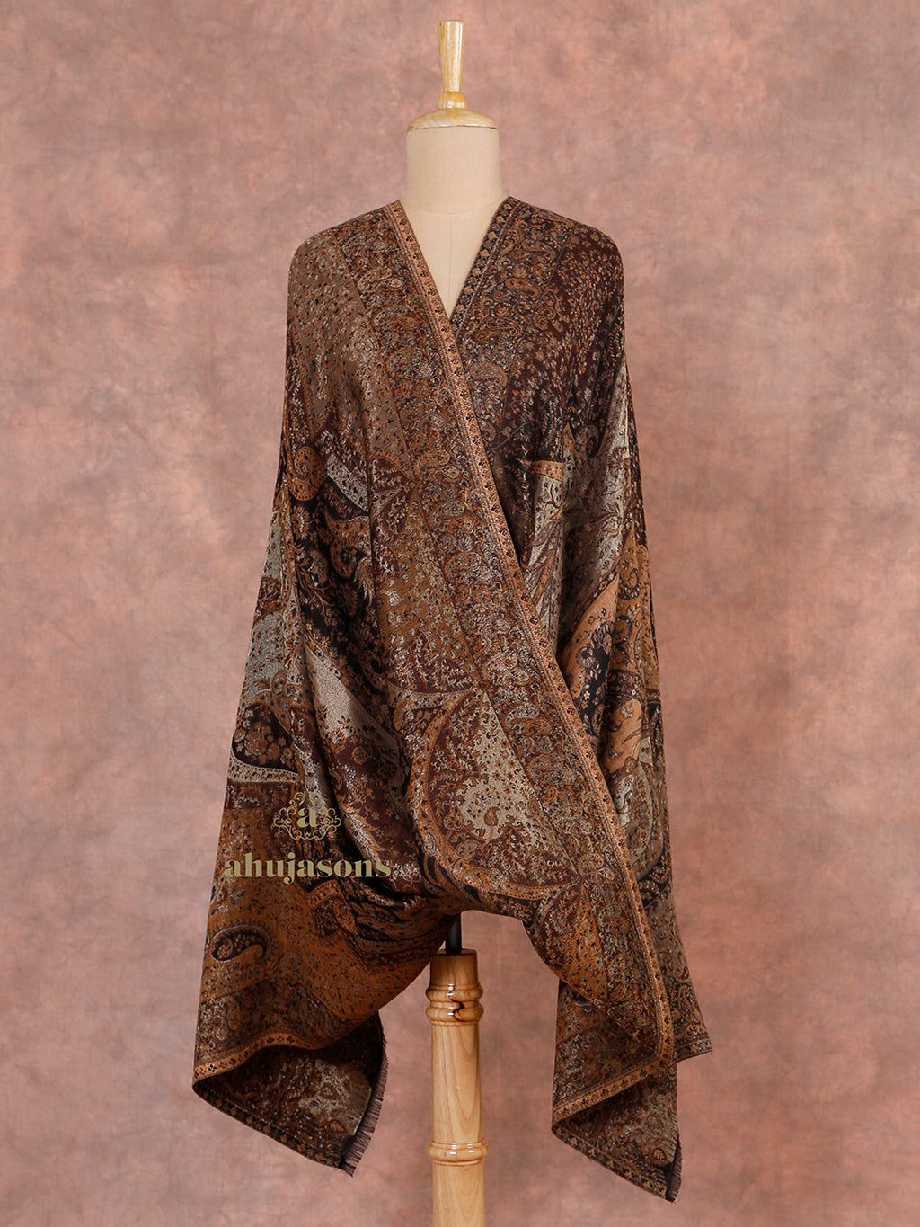 Brown-Toned Heritage Woollen Shawl in Lux Finish
