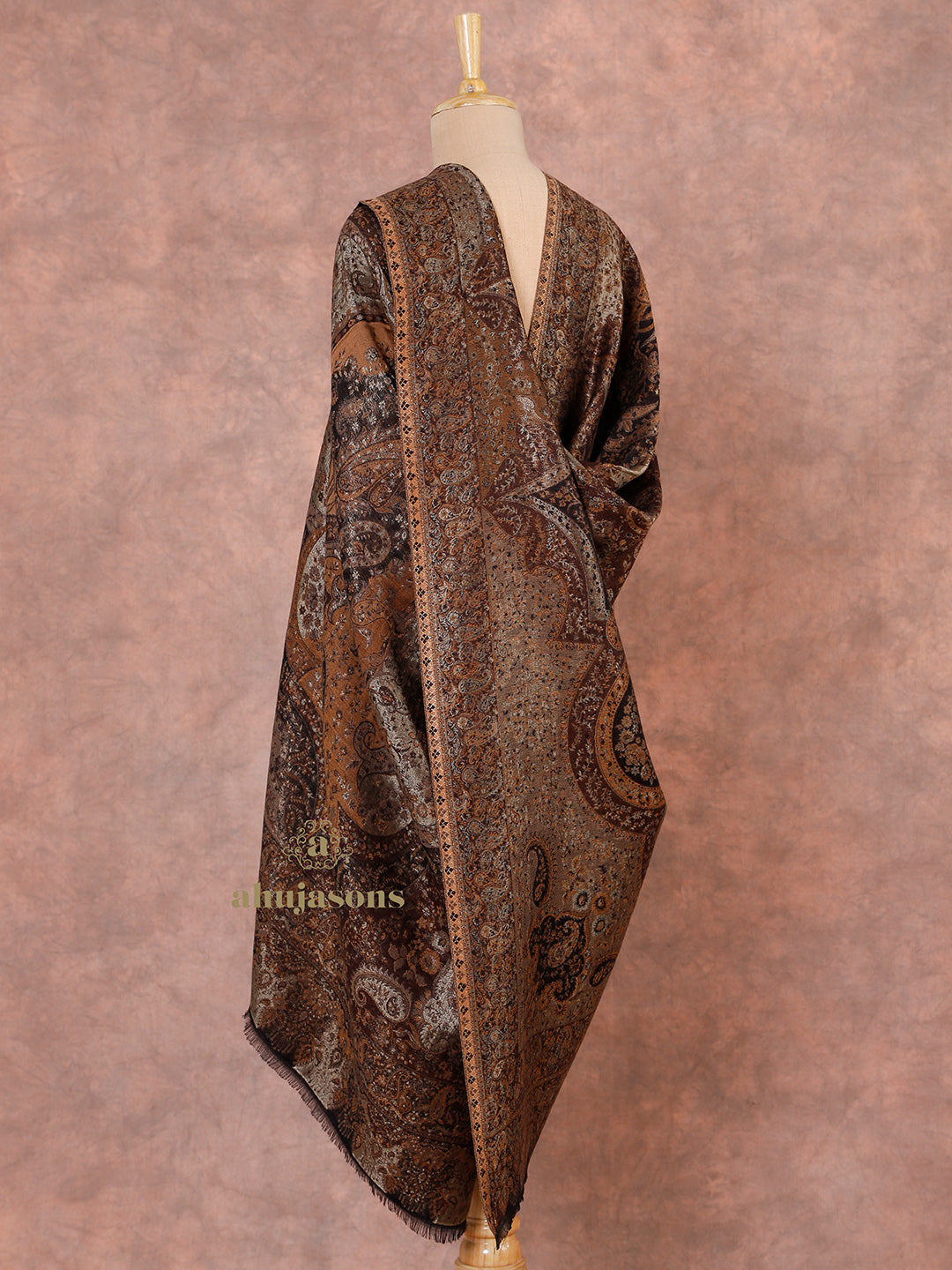 Brown-Toned Heritage Woollen Shawl in Lux Finish