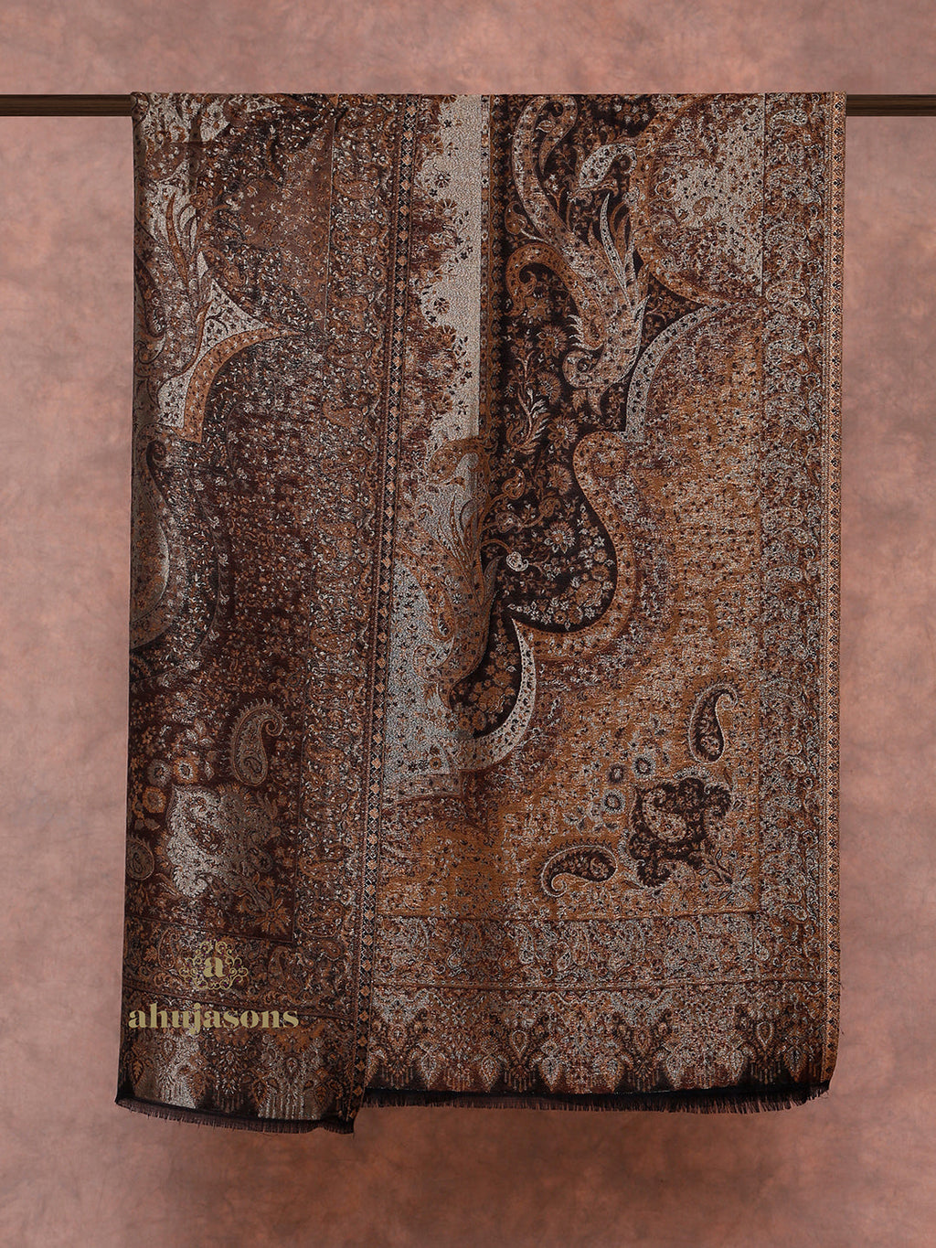 Brown-Toned Heritage Woollen Shawl in Lux Finish