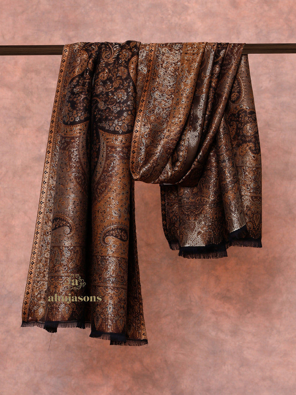 Brown-Toned Heritage Woollen Shawl in Lux Finish