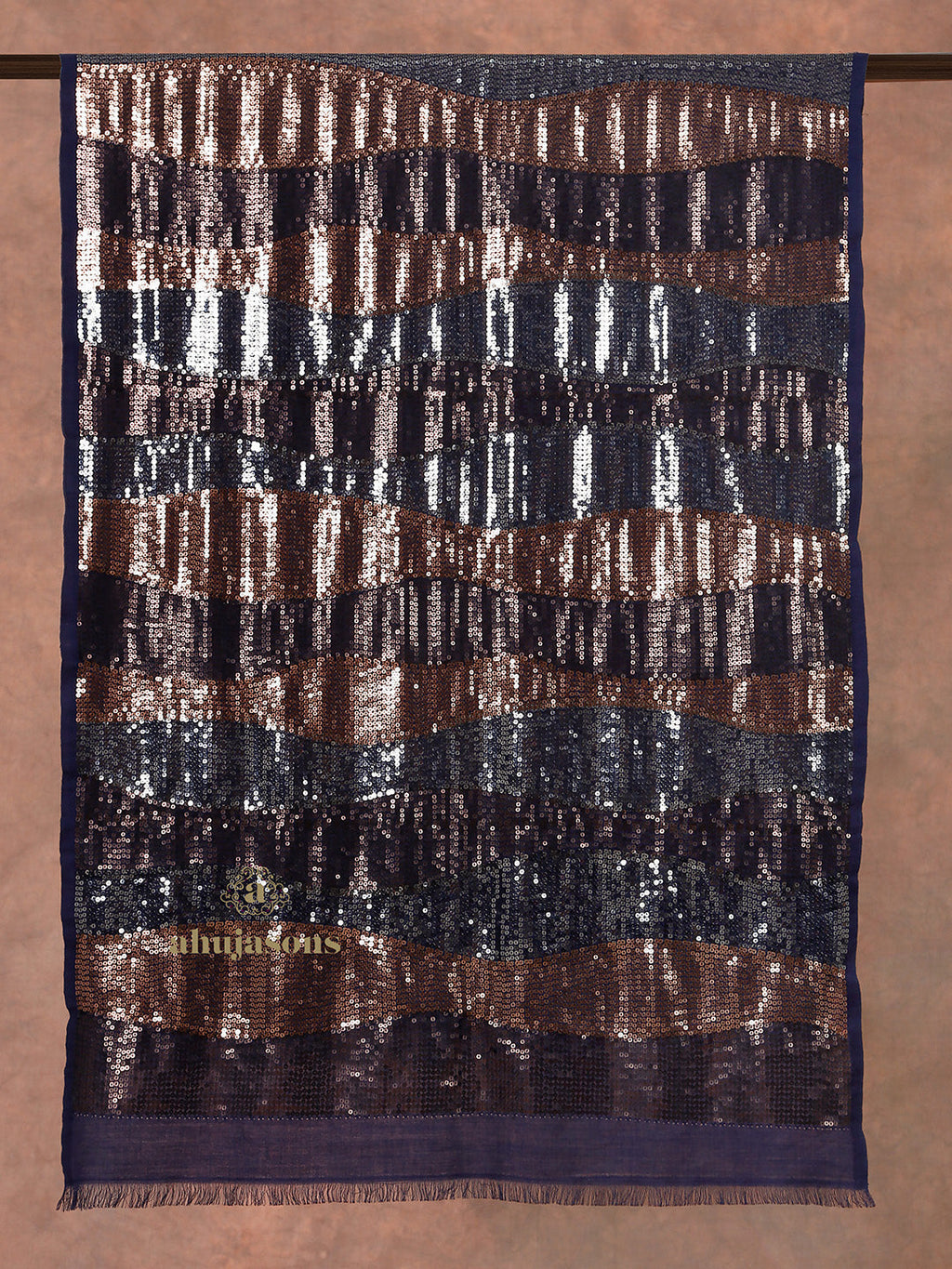 Blue-Toned Heritage Woollen Stole in Lux Finish