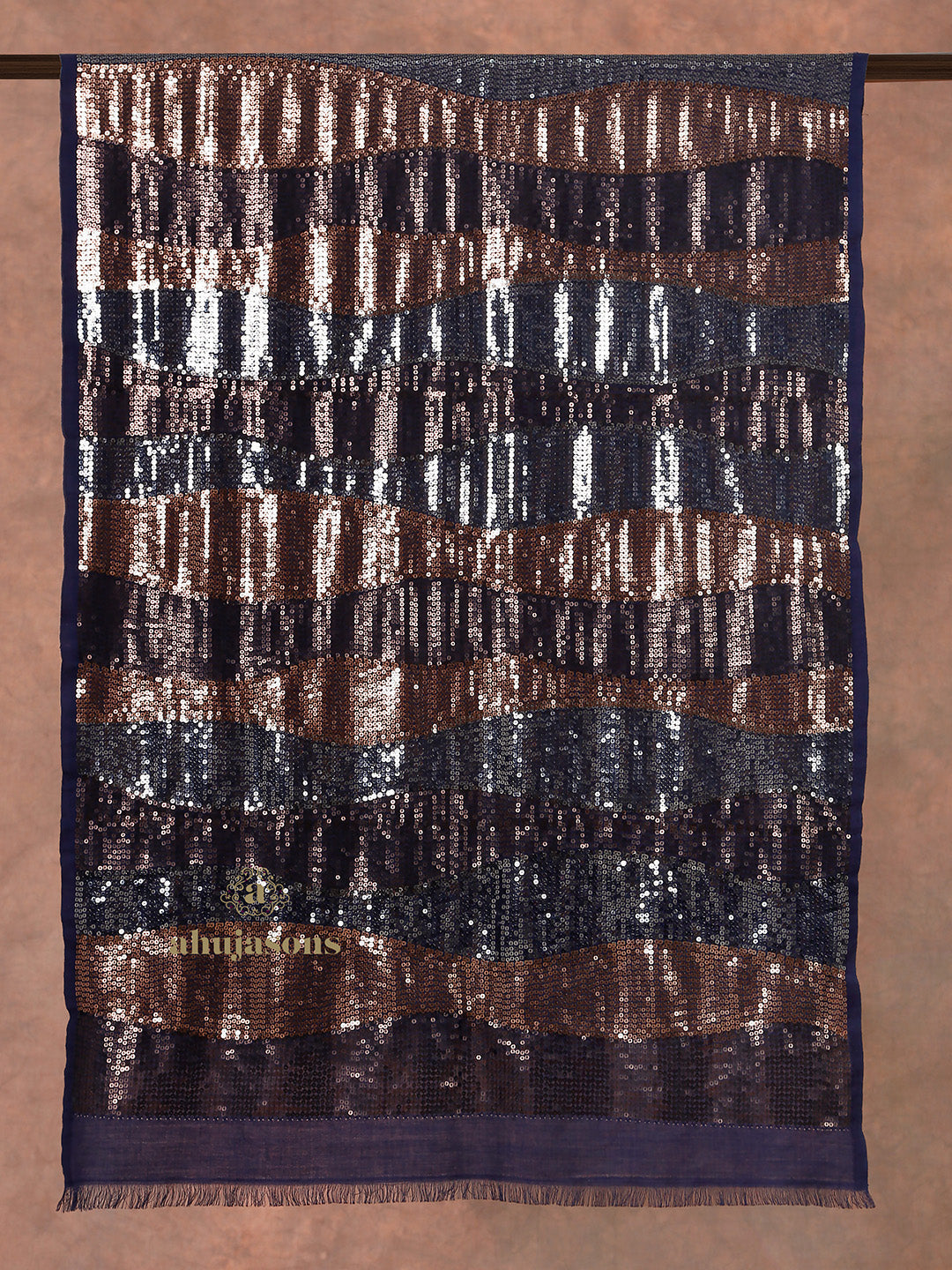 Blue-Toned Heritage Woollen Stole in Lux Finish