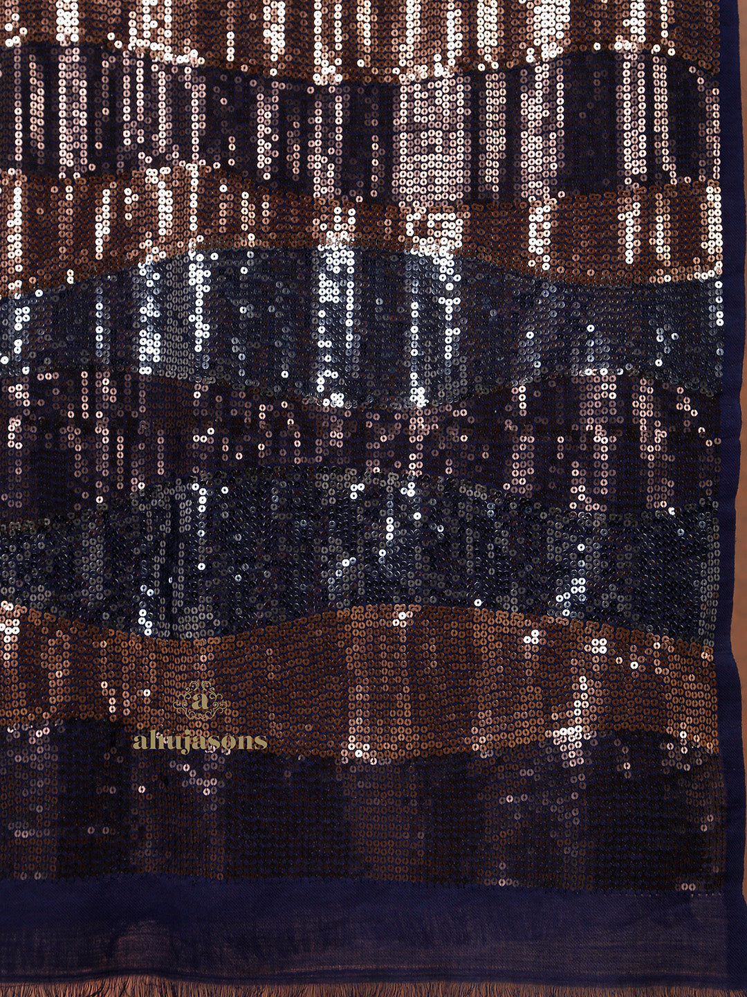 Blue-Toned Heritage Woollen Stole in Lux Finish