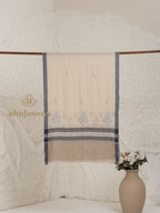 Beige Handloom Pure Pashmina Stole highlighted by artisanal Fancy Stole