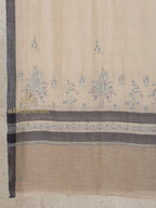 Beige Handloom Pure Pashmina Stole highlighted by artisanal Fancy Stole