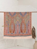 Beige Handloom Pure Pashmina Shawl with artisanal Aabdar Pattern
