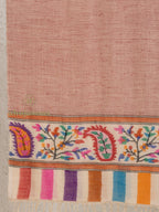 Beige Handloom Pure Pashmina Stole — Kaani In Palla Stole in refined finish