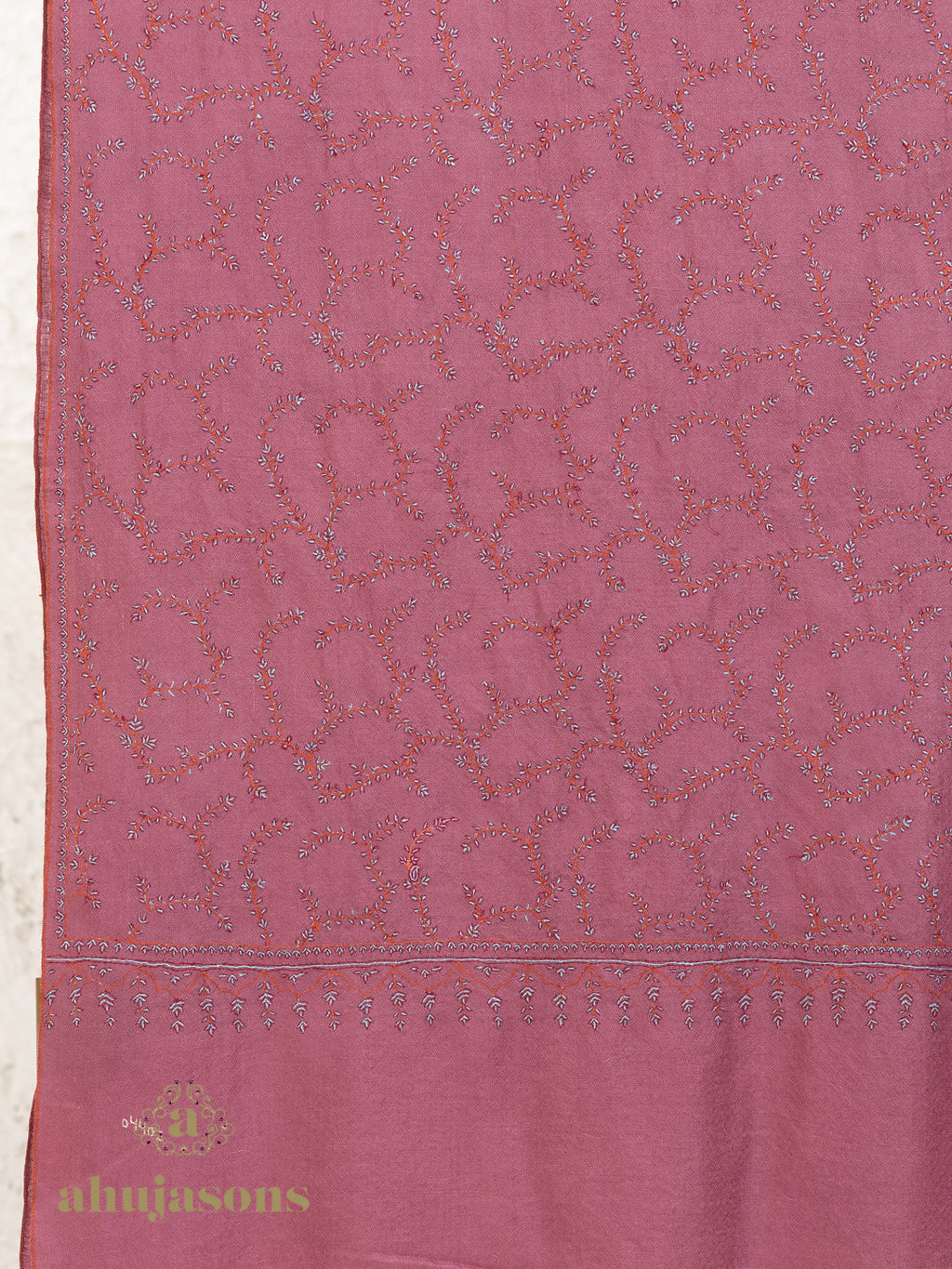 Dusty Rose Handloom Pure Pashmina Stole — Artisanal Jaal Stole