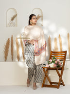 Beige Handloom Pure Pashmina Shawl — Delicate Gulaabdaar Border Embroidery