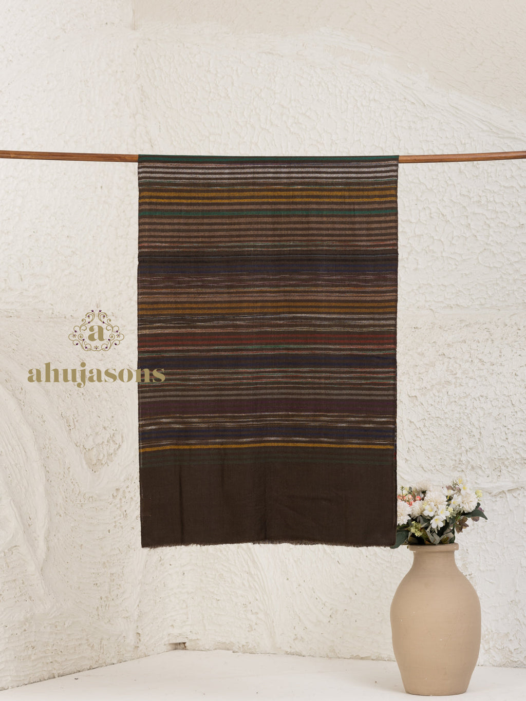 Brown Handloom Pure Pashmina Stole — Ekat Stole in sublime finish