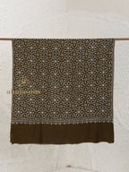 Brown Handloom Pure Pashmina Shawl rendered in Jaal