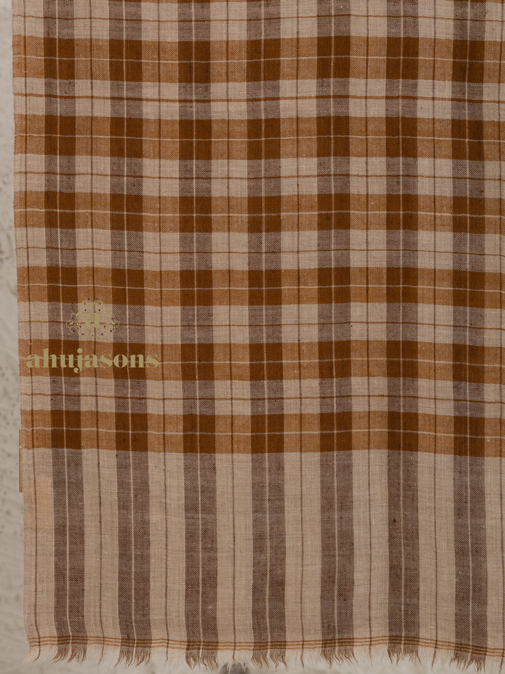 Brown Handloom Pure Pashmina Stole — Solid Stole in signature finish