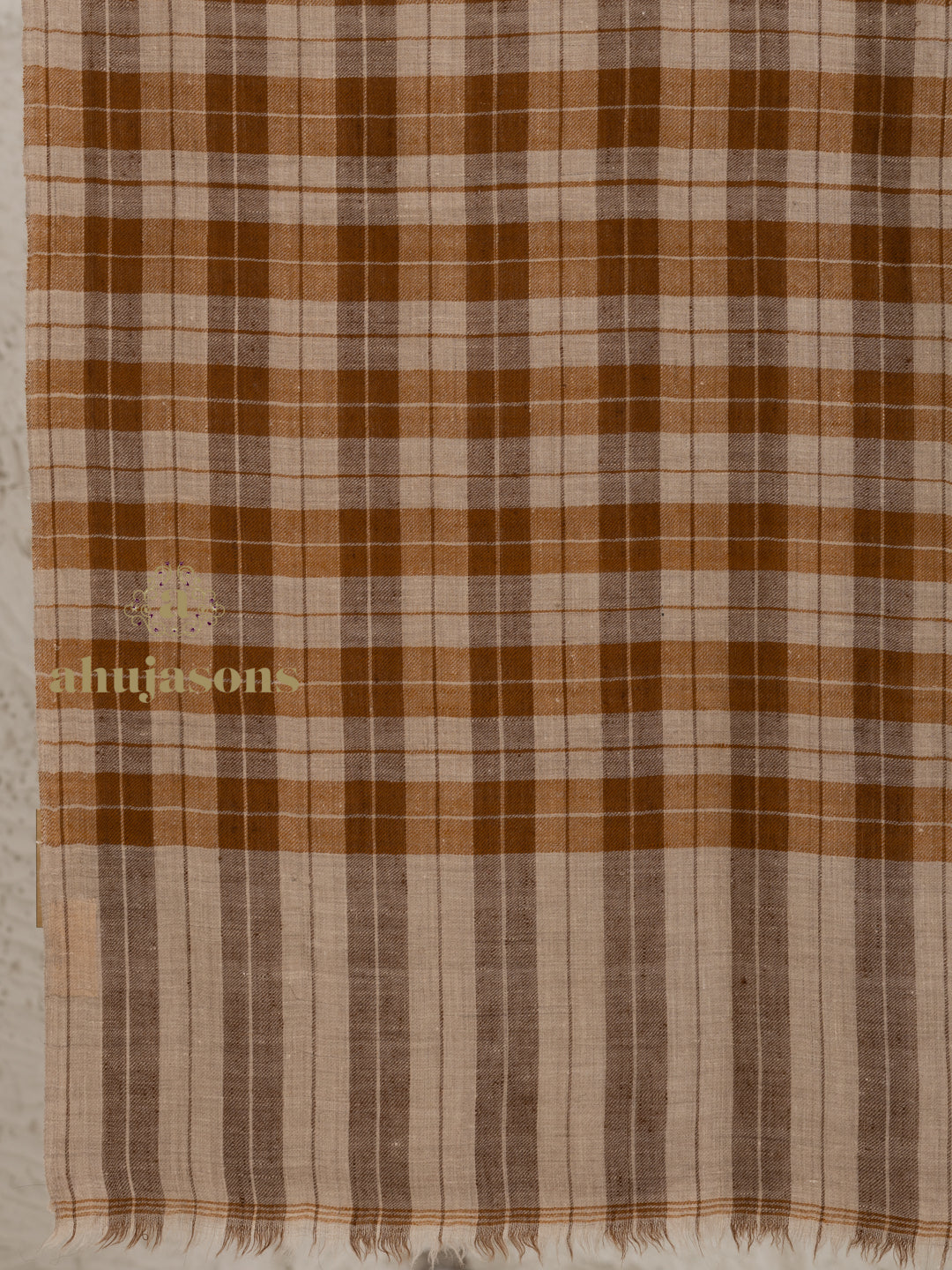 Brown Handloom Pure Pashmina Stole — Solid Stole in signature finish