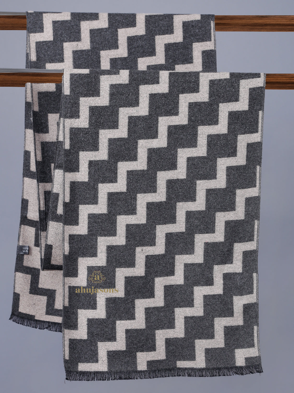 Beige & Grey Zigzag Muffler