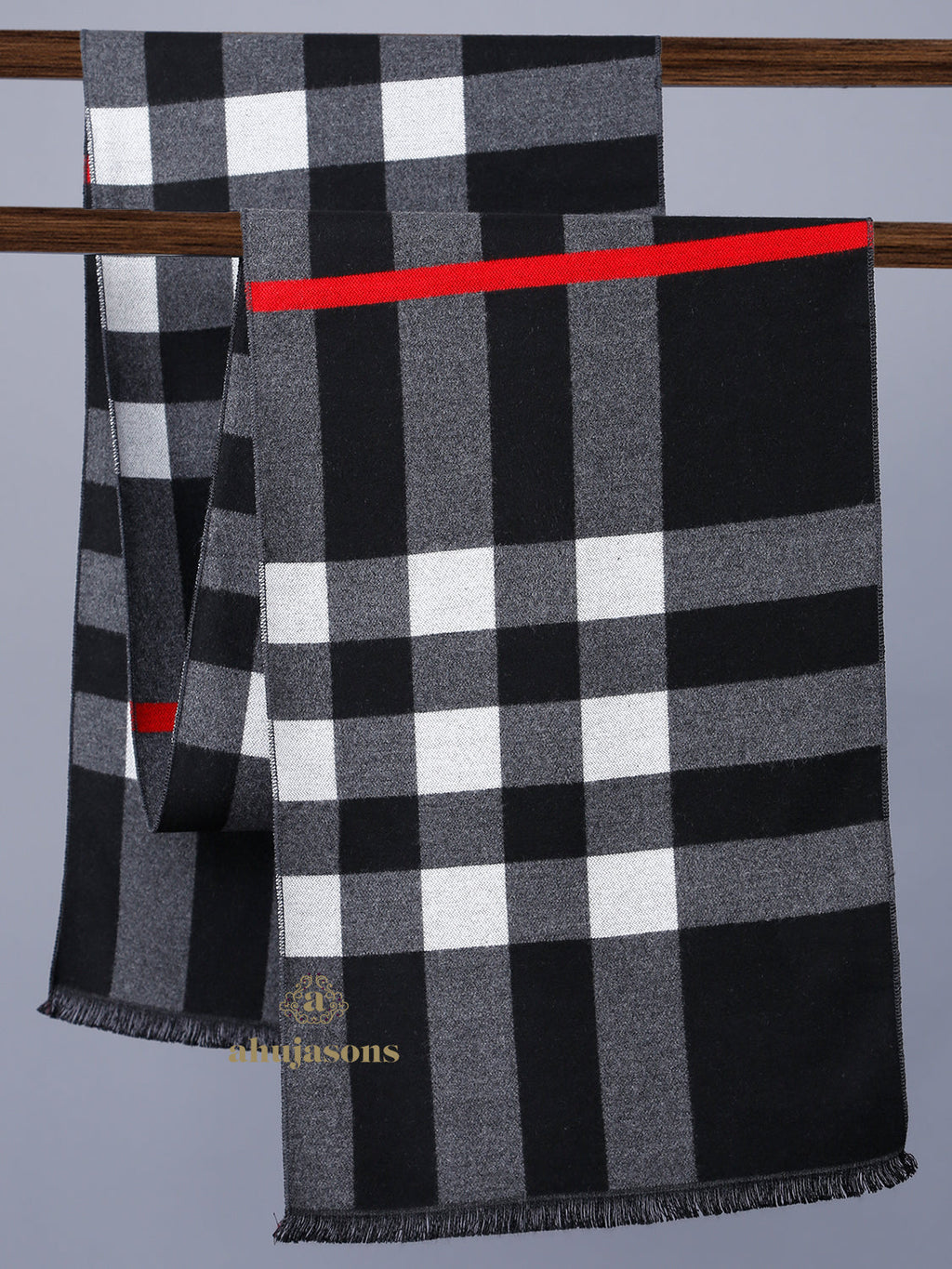 Black & Grey Solid Check Muffler