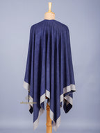 Blue & Beige Solid Women Poncho
