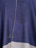 Blue & Beige Solid Women Poncho