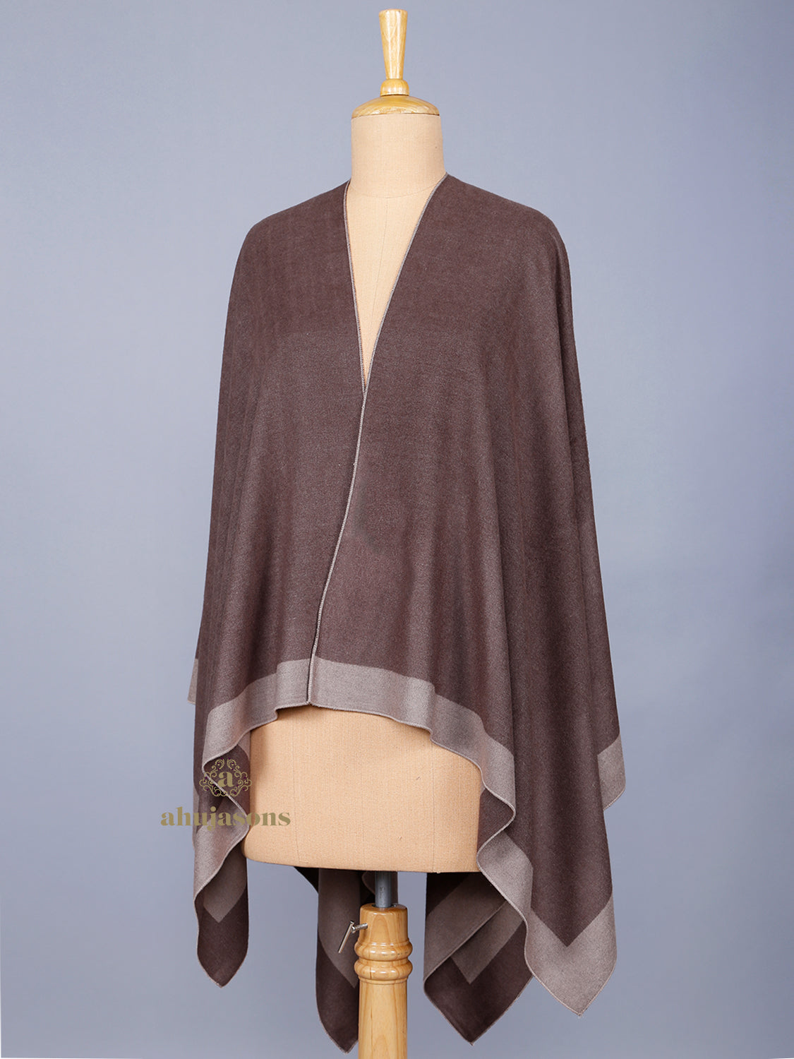 Brown Solid Women Poncho