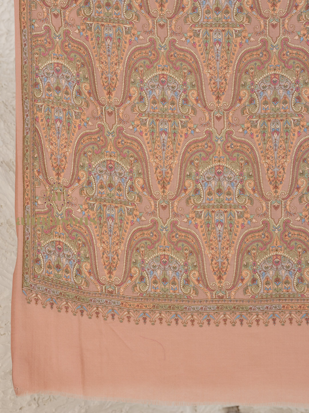 Brown Woollen Shawl — Full Jama Embroidery Woollen in delicate finish