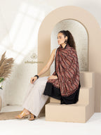 Black Woollen Shawl rendered in masterful Full Jama Embroidery