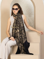 Black Woollen Shawl — Signature Full Jama Embroidery