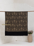 Black Woollen Shawl — Signature Full Jama Embroidery