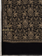 Black Woollen Shawl — Signature Full Jama Embroidery