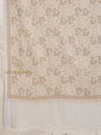 Beige Woollen Shawl — Full Jama Embroidery Woollen in sublime finish