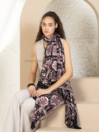 Black Woollen Shawl — Jama Woollen in hand-finished finish