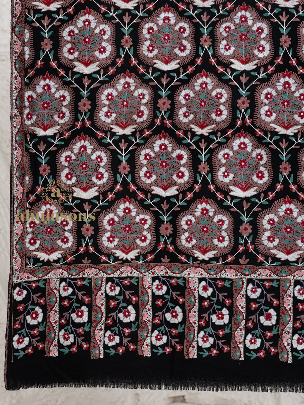 Black Woollen Shawl — Jama Woollen in hand-finished finish