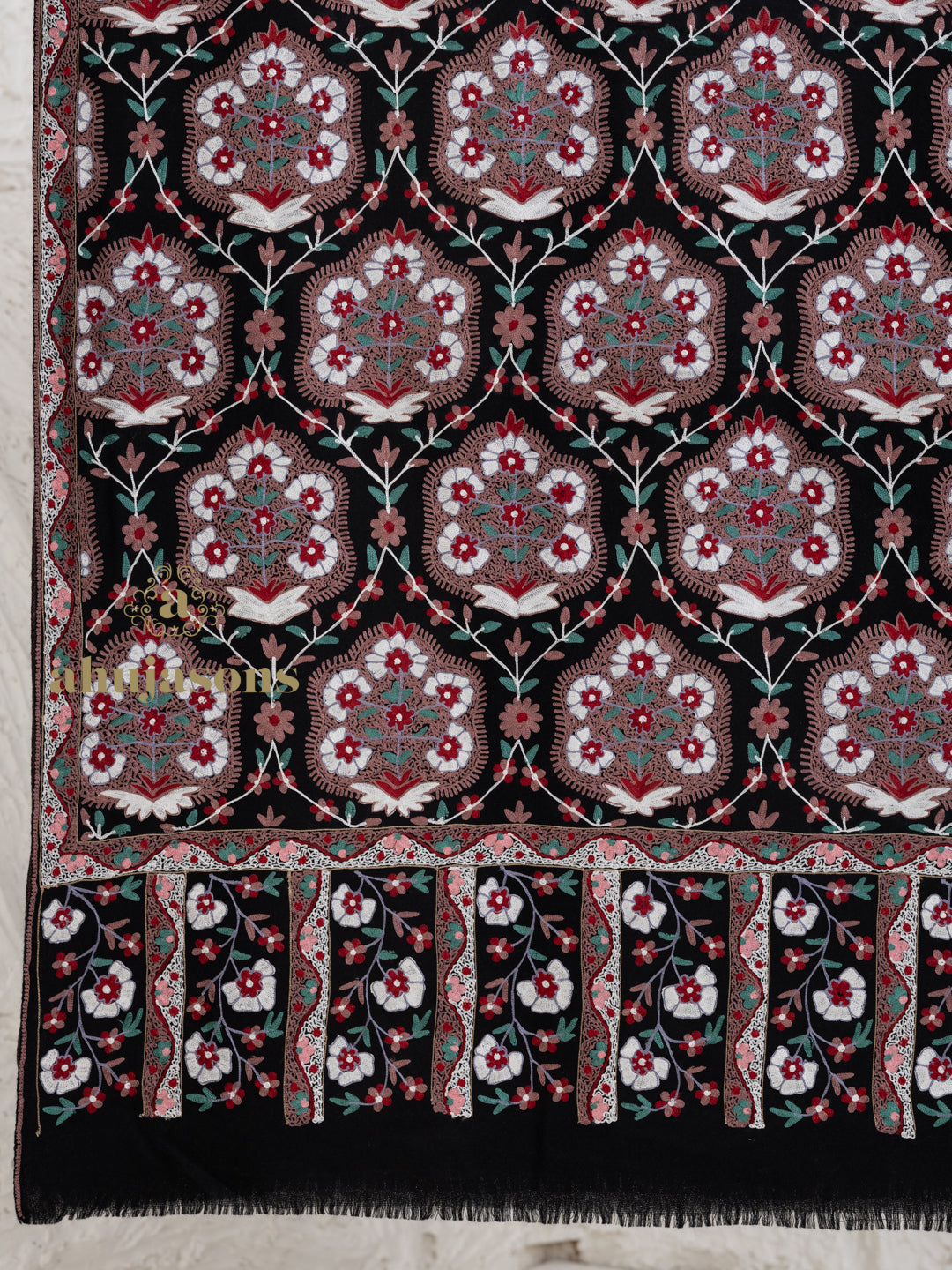 Black Woollen Shawl — Jama Woollen in hand-finished finish