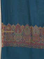 Blue Woollen Shawl rendered in ornate Palla Woollen detailing
