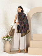 Black Woollen Shawl with Kaani Weave With Zari