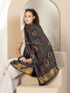 Black Woollen Shawl with Kaani Weave With Zari