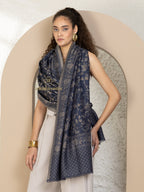 Blue Woollen Shawl — Refined Kaani Weave