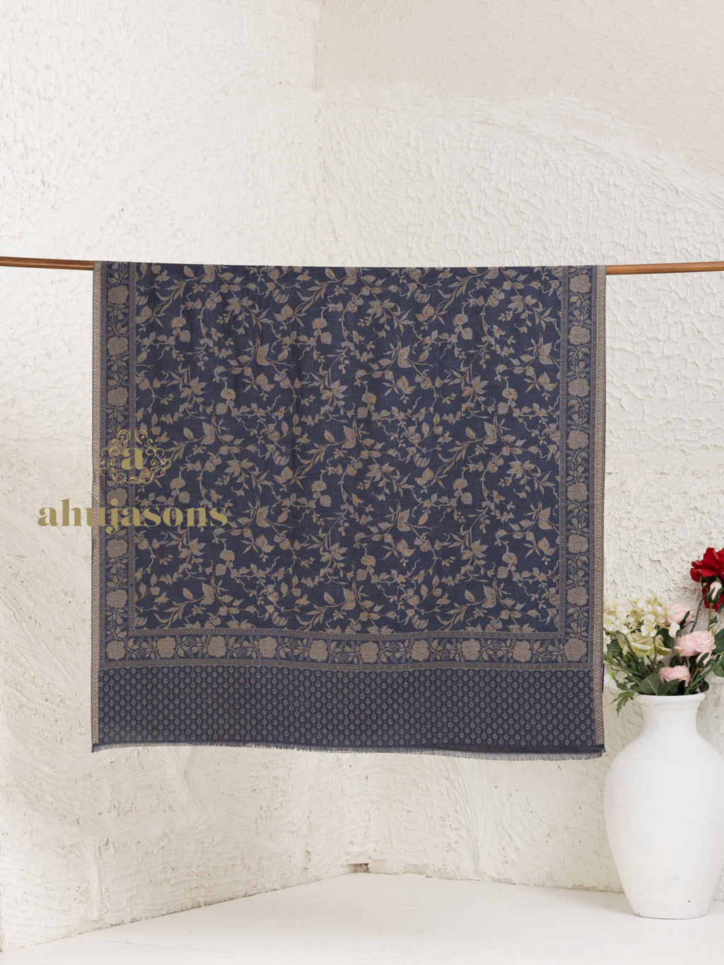 Blue Woollen Shawl — Refined Kaani Weave