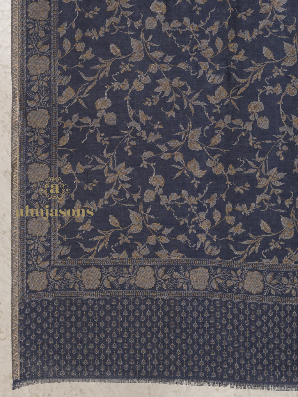 Blue Woollen Shawl — Refined Kaani Weave