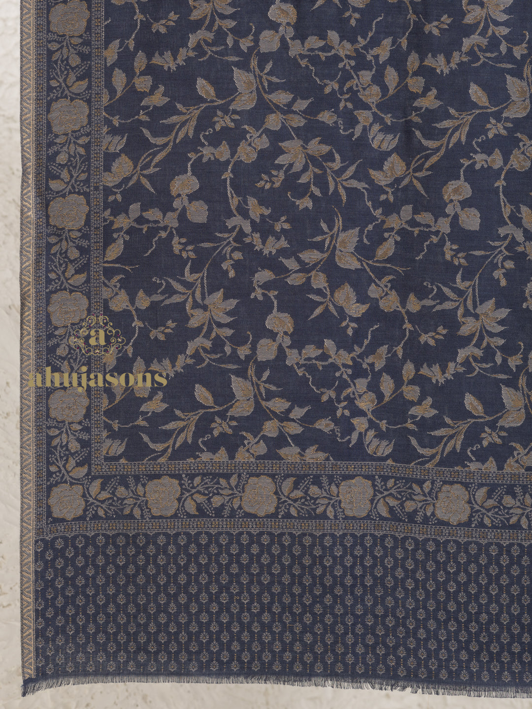 Blue Woollen Shawl — Refined Kaani Weave