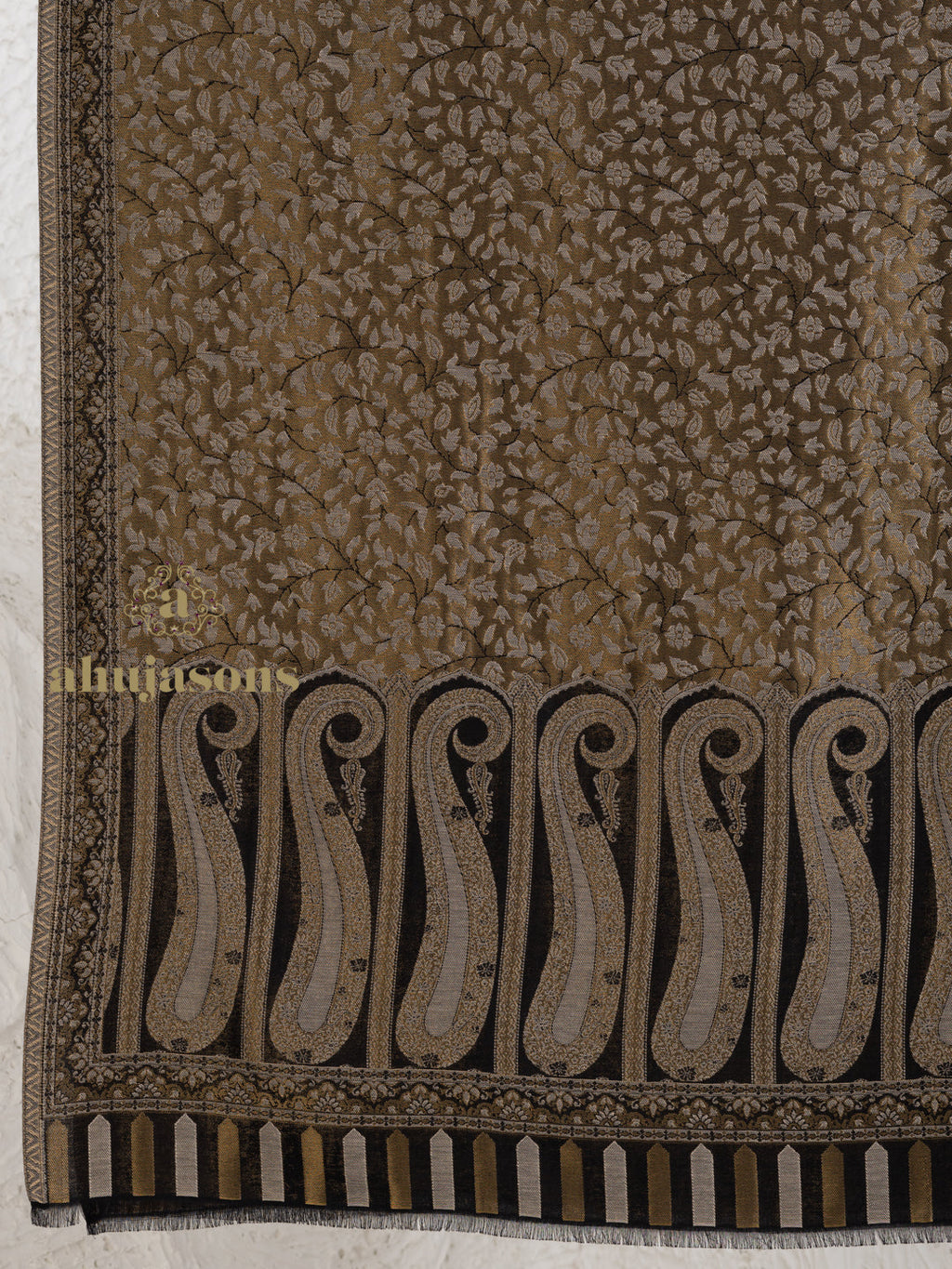 Black Woollen Shawl — Masterful Kaani Weave