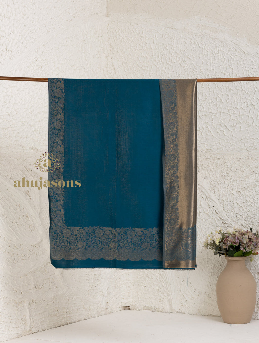 Blue Woollen Shawl showcasing Moonlight Pattern