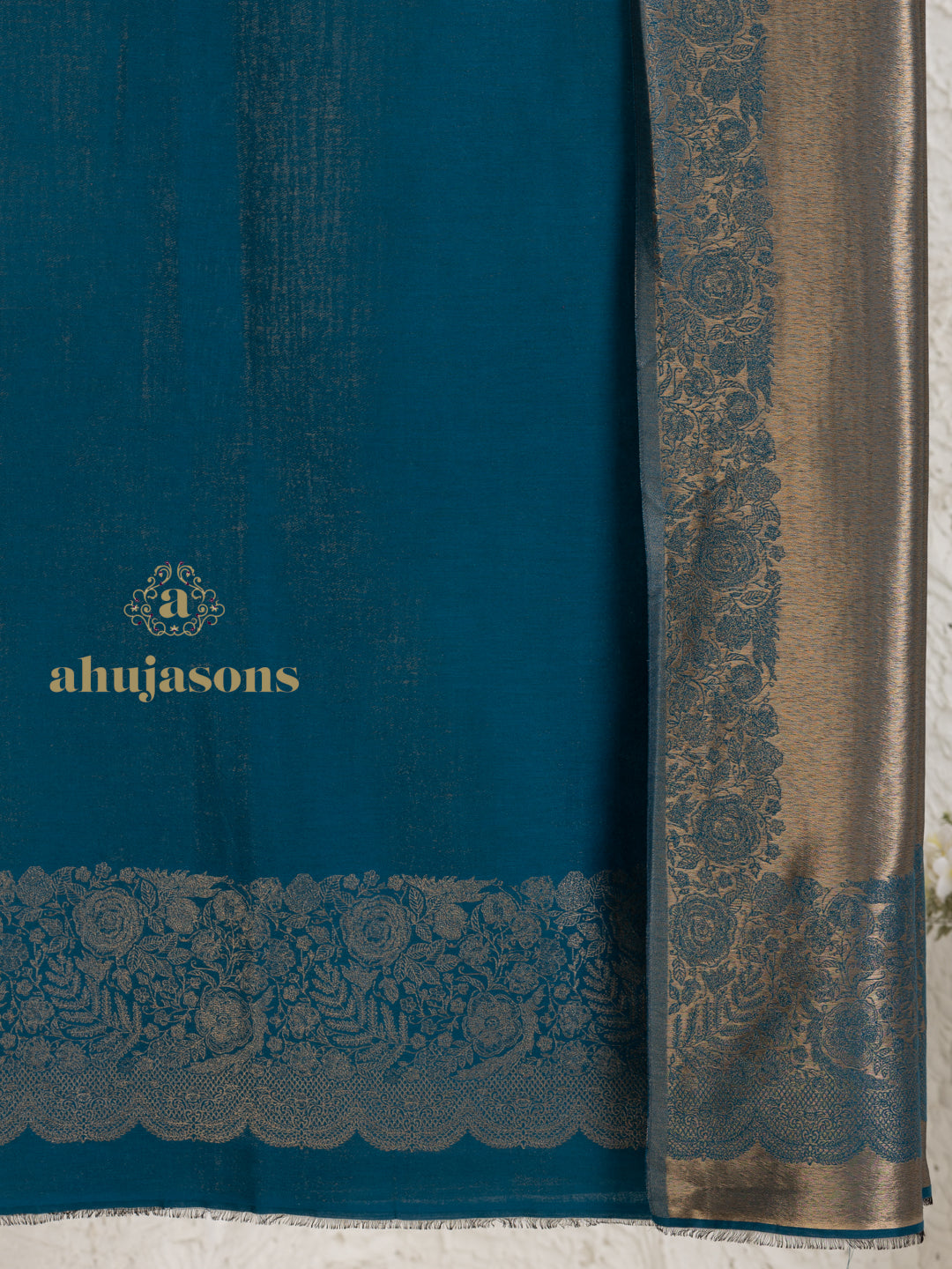 Blue Woollen Shawl showcasing Moonlight Pattern