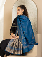 Blue Woollen Shawl adorned with elegant Moonlight Pattern Woollen detailing