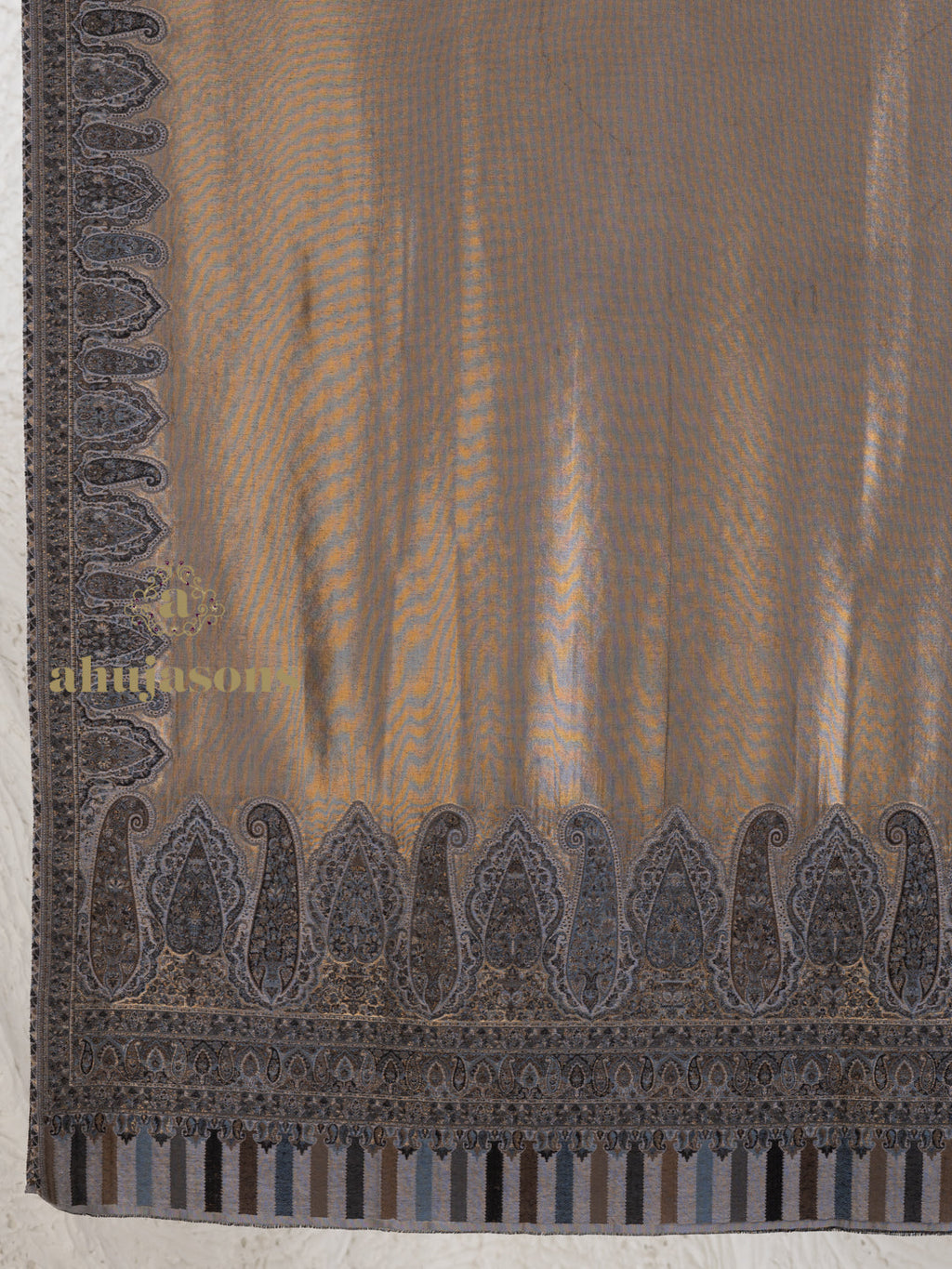 Brown Woollen Shawl in a intricate Kaani Weave With Zari